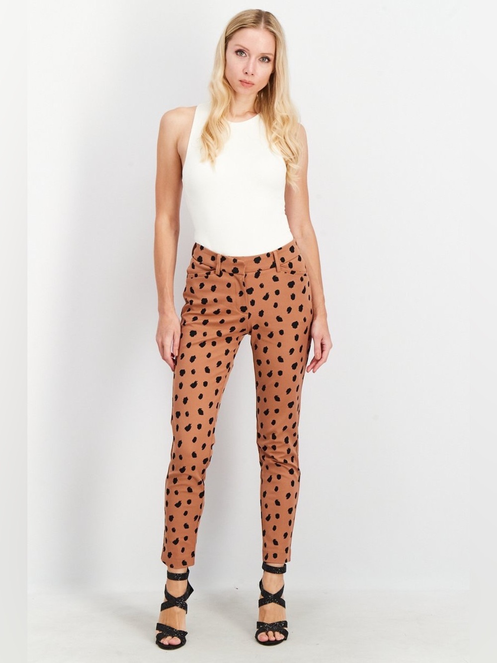 NWT 41 Hawthorn Stitch Fix Becca Mid Rise Skinny Pants 12 Polka Dot Stretch